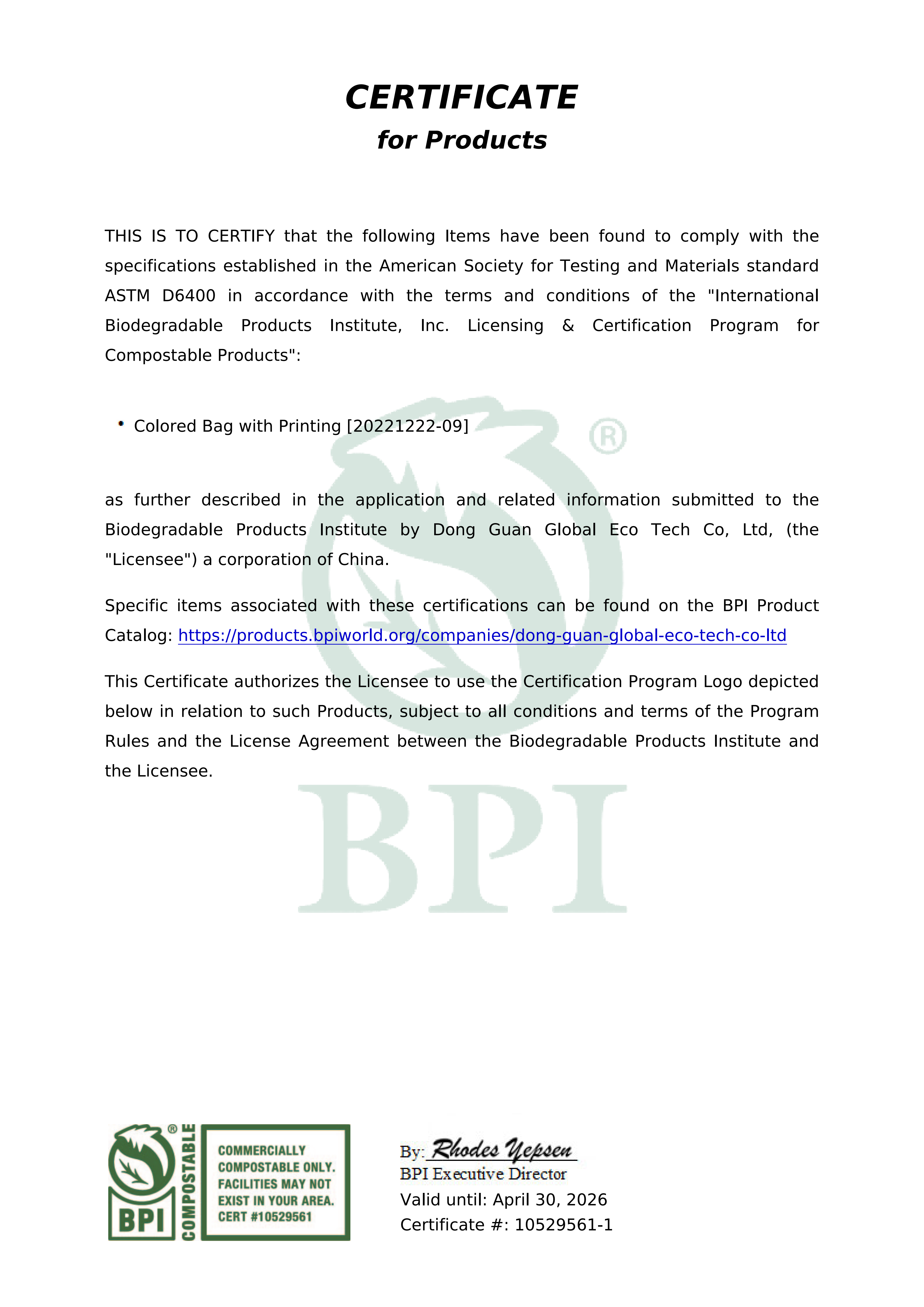 BPI_Certificate-Dong Guan Global Eco Tech