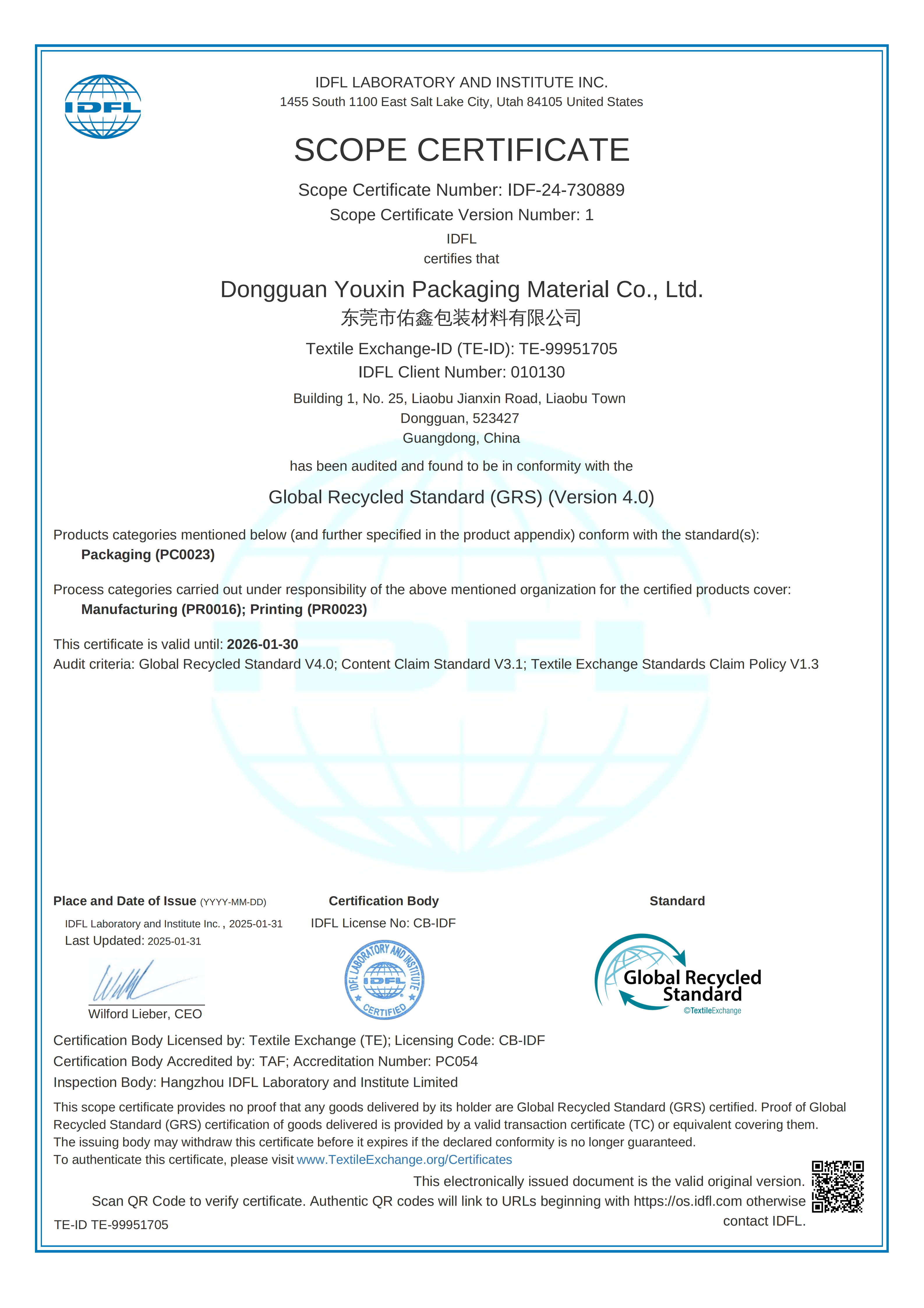 IDFL 24-730889 GRS Certificate
